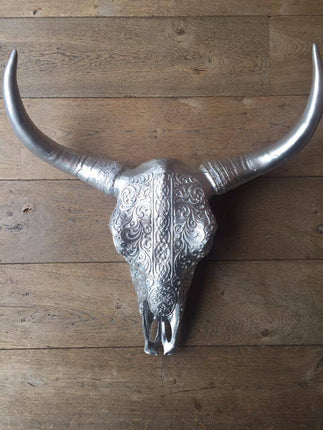 Skull bedrukt groot 64 cm zilver