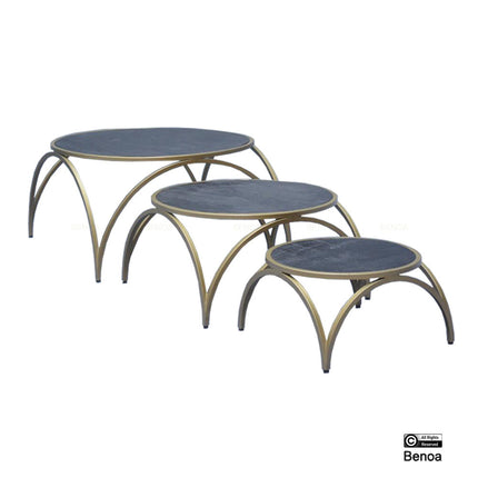 Salontafel Rond Messing Set van 3