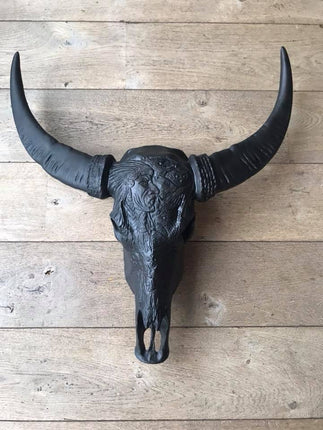 Skull gegraveerd indiaan zwart 68 x 80 cm