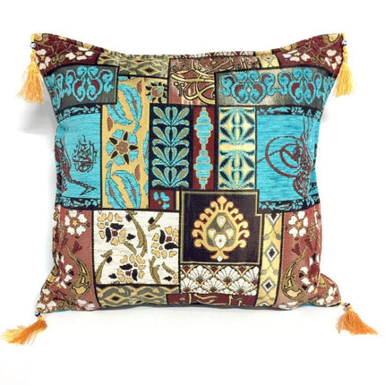 Patchwork brown kussenhoes/cushion cover ± 45x45cm