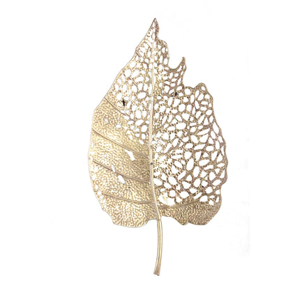 Schaal Goud in vorm van Herfstblad - Gouden Schaal - Metaal - Goud - 86 x 48 x 6 cm