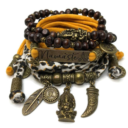 Set Ganesha - Namaste animal print and orange