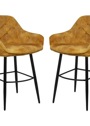 Barstoel Set van 2 - Barstoelen - Caramel - Stof - 97 cm hoog