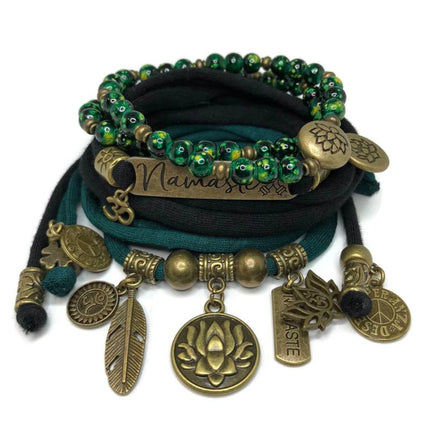 Set Lotus Flower and Namaste - black and dark green
