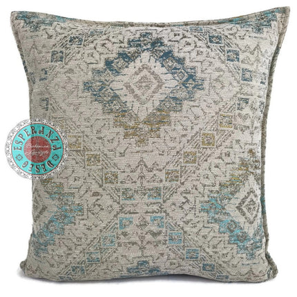Kelim creme turqoise kelim 45 x 45 cm