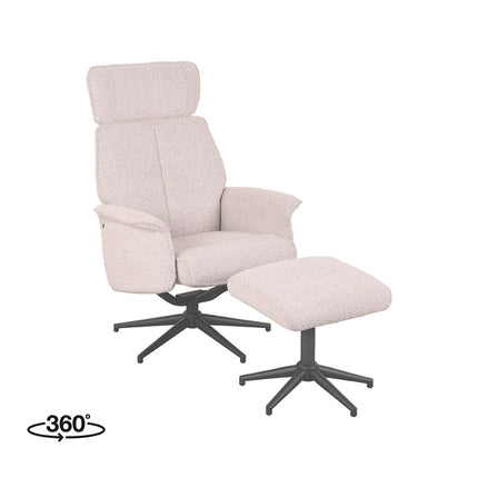 Fauteuil Verdal - Naturel - Boucle - Incl. Hocker