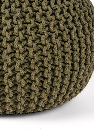 Poef Knitted - Army green - Katoen - L