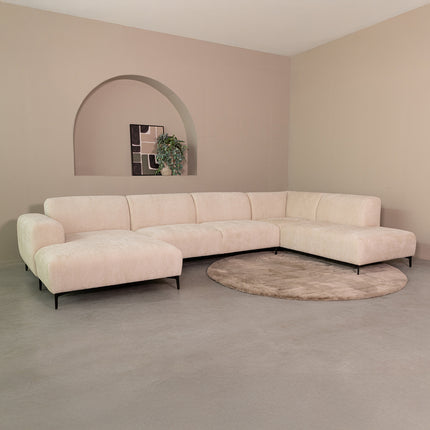 LABEL51 Bank Merido - Naturel Raven | Zwart Metaal - Velvet - U-Bank Rechts