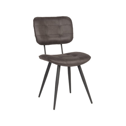 LABEL51 Eetkamerstoel Gus - Antraciet - Microvezel - Zwart Metalen Frame