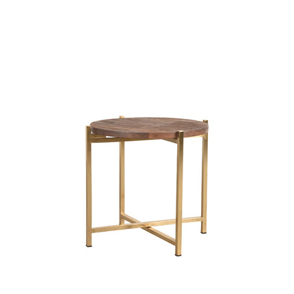 LABEL51 Bijzettafel Dox - Goud - Mangohout - Goud Onderstel