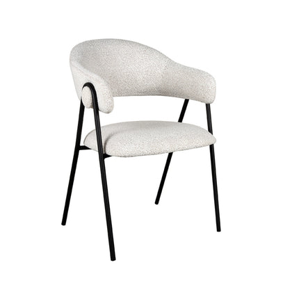 LABEL51 Eetkamerstoel Lowen - Champagne - Boucle - Zwart Metalen Frame