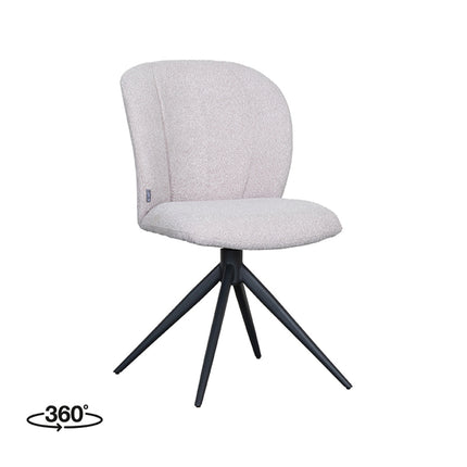 LABEL51 Eetkamerstoel Kimo - Naturel - Boucle - Zwart Onderstel