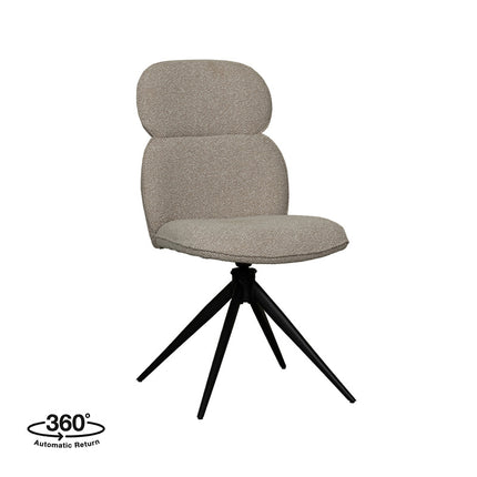 LABEL51 Eetkamerstoel Finn - Naturel - Royal Boucle - Zwart Metalen Frame