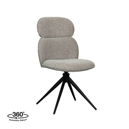 LABEL51 Eetkamerstoel Finn - Mushroom - Royal Boucle - Zwart Metalen Frame