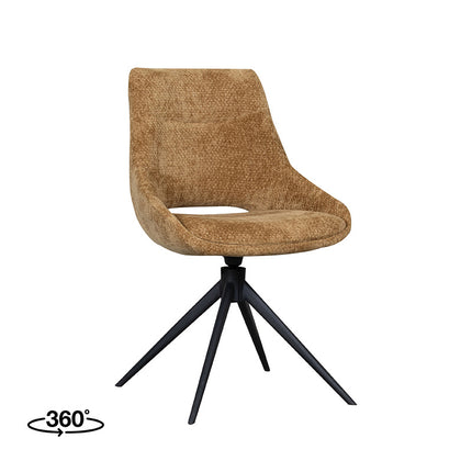 LABEL51 Eetkamerstoel Marlow - Mustard - Chenille - Zwart Metalen Frame
