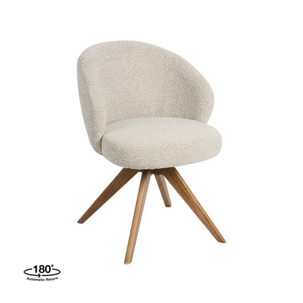 LABEL51 Eetkamerstoel Sabi - Naturel - Royal Boucle - Naturel Houten Frame