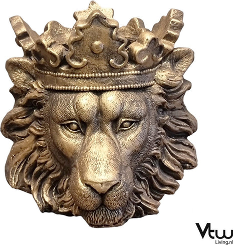Vtw Living - Bloempot Leeuw - Plantenbak - Goud - Brons - 43 cm breed