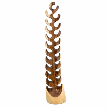 Wijnrek van Hout - Teakhout Bruin - Staand Wijnrek Teak - 22 Flessen - 48 x 20 x 200 cm