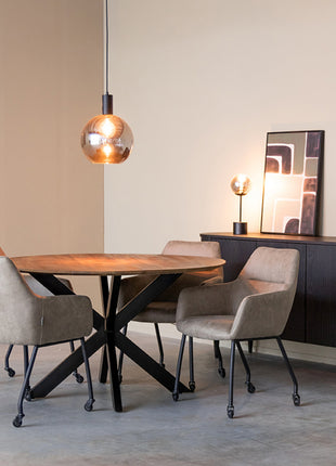 Eetkamertafel Otis - Espresso - Mangohout - 130 cm - Rond
