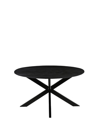 Eetkamertafel Otis - Zwart - Mangohout - 130 cm - Rond