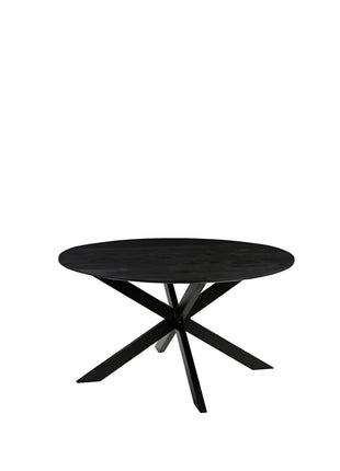 Eetkamertafel Otis - Zwart - Mangohout - 130 cm - Rond