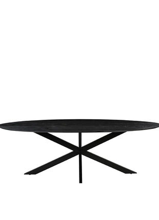 Eetkamertafel James - Zwart - Mangohout - 210 cm - Ovaal