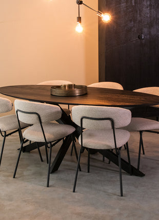 Eetkamertafel James - Zwart - Mangohout - 210 cm - Ovaal