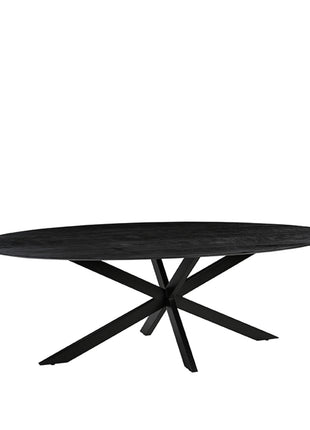 Eetkamertafel James - Zwart - Mangohout - 240 cm - Ovaal