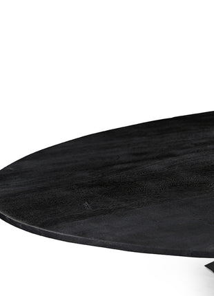 Eetkamertafel James - Zwart - Mangohout - 240 cm - Ovaal