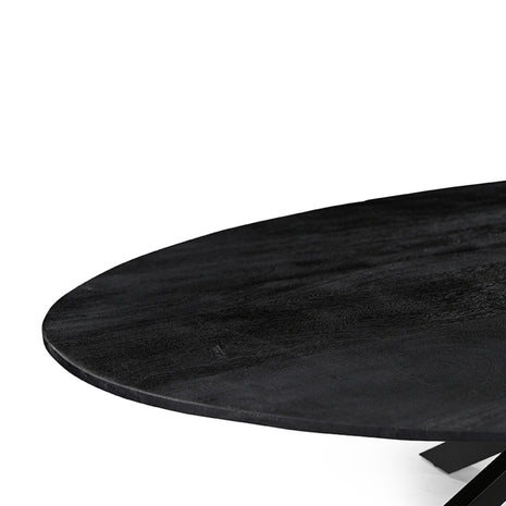 Eetkamertafel James - Zwart - Mangohout - 240 cm - Ovaal
