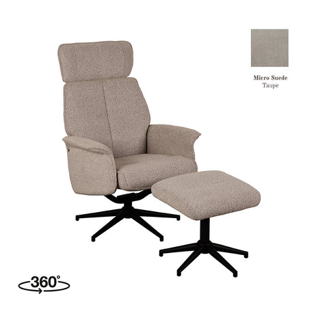 Fauteuil Verdal - Taupe - Micro Suede - Incl. Hocker