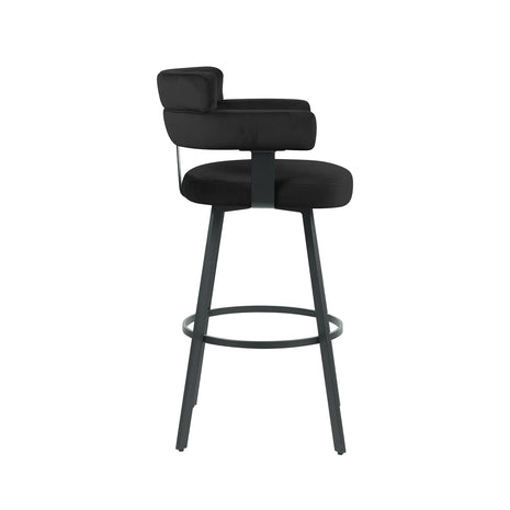 Barkruk Bardio - Zwart - Fluweel - Zithoogte 75