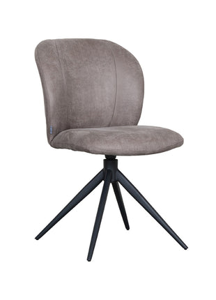 Eetkamerstoel Kimo - Taupe - Micro Suede - Zwart Onderstel