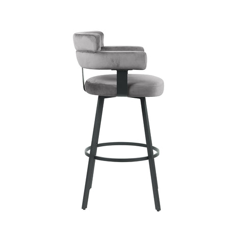 Barkruk Bardio - Grijs - Fluweel - Zithoogte 75