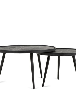 Salontafel Rond Zwart Set van 2