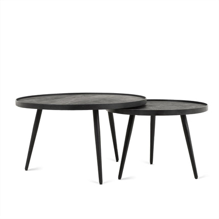 Salontafel Rond Zwart Set van 2