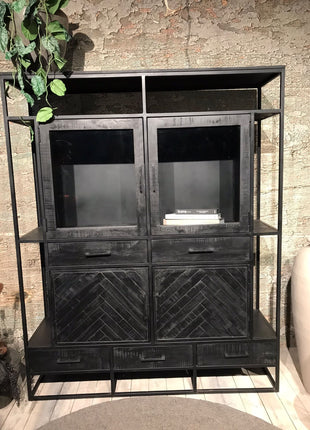 Vitrinekast Jax Zwart