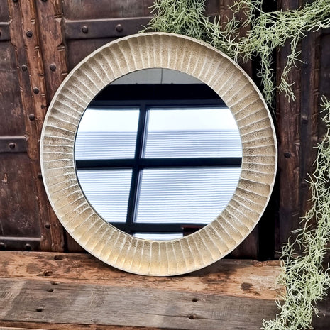 Spiegel Rond Antiek Koper