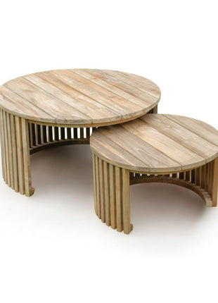 Tuin Bijzettafel Negara Teak Set Van 2
