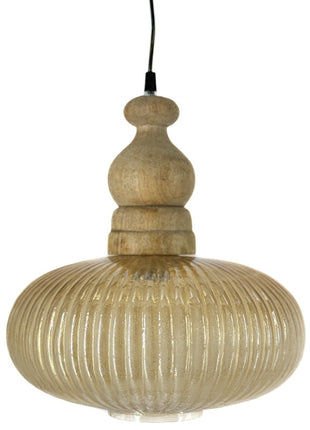 Hanglamp hout met glas