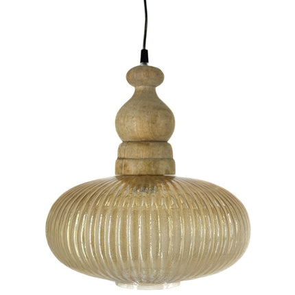 Hanglamp hout met glas