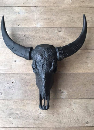 Skull gegraveerd indiaan zwart 68 x 80 cm