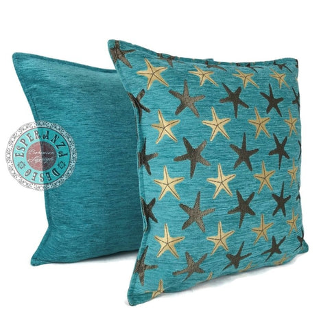 Starfish turqoise kussenhoes ± 45x45cm