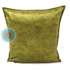 Velvet kussen limegroen  bruin 45 x 45 cm