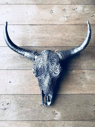 Skull bedrukt groot 64 cm zilver