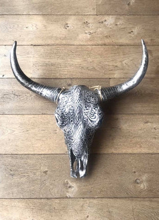 Skull bedrukt groot 64 cm zilver