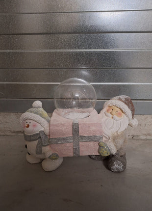 Kerstman sneeuwbol 43 cm met licht