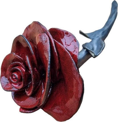 Roos - Keramiek - Handgemaakt Troostgeschenk Bij Overleiden - Rouw - Troost - Keramisch - Rozen - Geschenk - Verjaardag - 25 cm