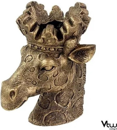 Bloempot - Bloempot Giraffe - Bloempotten voor Binnen en Buiten - Plantenbak - Plantenbakken - Goud - Brons - 43 cm