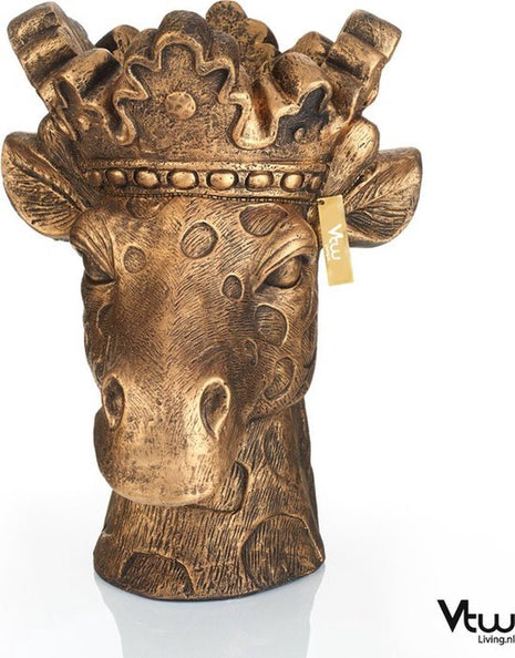 Bloempot - Bloempot Giraffe - Bloempotten voor Binnen en Buiten - Plantenbak - Plantenbakken - Goud - Brons - 43 cm